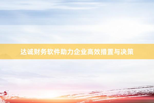 达诚财务软件助力企业高效措置与决策